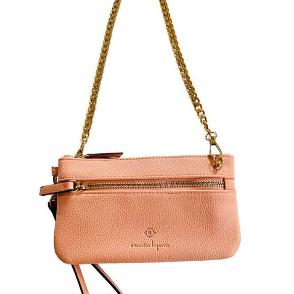 Nanette Lepore Crossbody Pouch To Crossbody Purse Peach Gold Chain - Picture 2 of 14